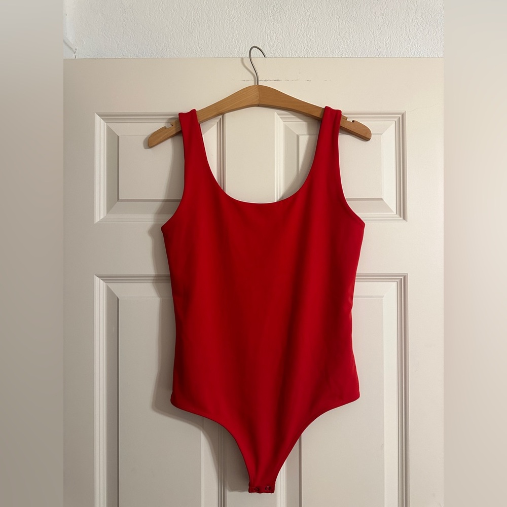 EXPRESS Deep Red Body Contour Red Bodysuit Size Medium
